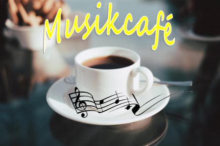 Kaffee Tasse mit Schriftzug "Musikcafé"